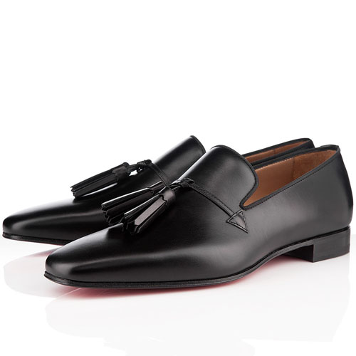 christian louboutin loafers Black leather leather tassels ...