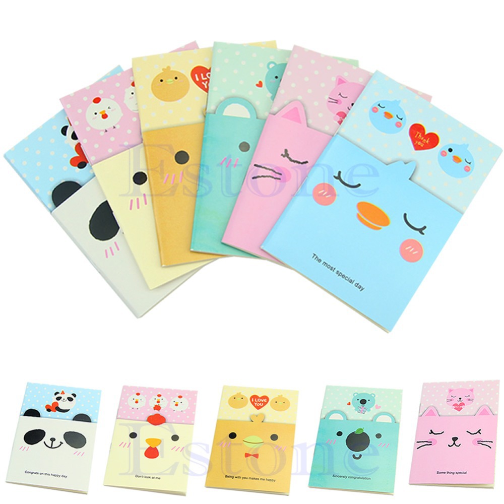 C18 2015 New 1Pc Portable Cute Cartoon Notepad Memo Kraft Paper Diary Notebook Exercise Book free shipping