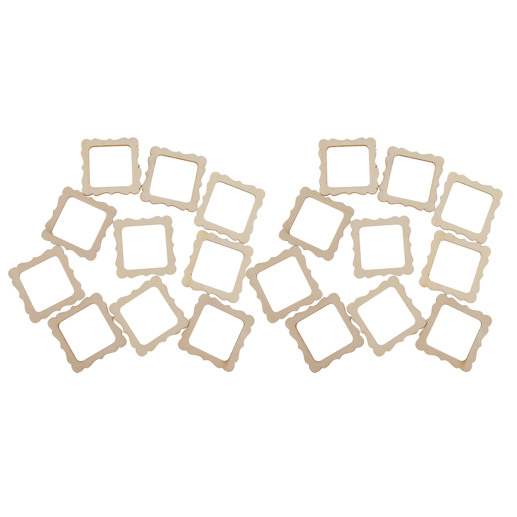 Pack Of 20 Wooden Frame 50mmx50mm Unfinished Wooden Photo Frame Cutout Shape, Wood Craft For DIY