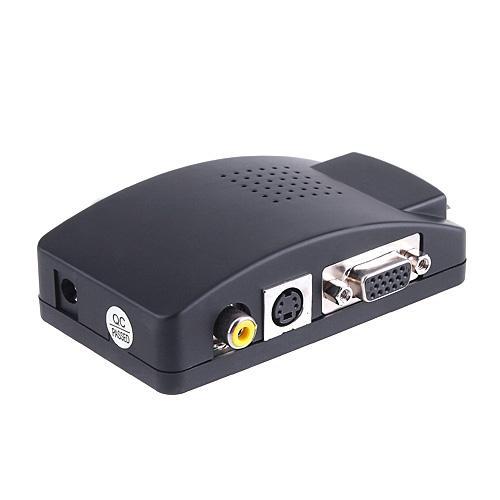 New Black Video To VGA PC laptop Composite Video AV S-Video RCA to PC Laptop VGA TV Converter adapter switch box YZ1802