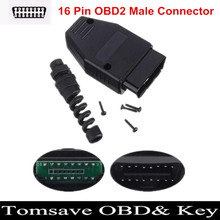Free Shipping 16 Pin OBD2 OBDII Male Connector Plug Adapter Wiring Connector Diagnostic Tool