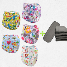 free shipping organic cotton diapers babyland baby washable diapers 5pcs with Bamboo Charcoal Inserts (5sets)