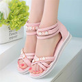 Shoes Woman Sandals Zapatos Mujer Sweet Ladies Shoe Low Heels Summer Bohemia Flower Beach Party Roman