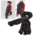 Fashion Korean Ladies Dots Chiffon Soft Shawl Scarf Neck Wrap Stole Gift Black