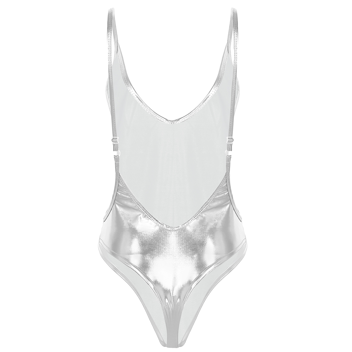 Women Sexy Bodysuit One Piece Swimsuit Thong Sleeveless Patent Leather