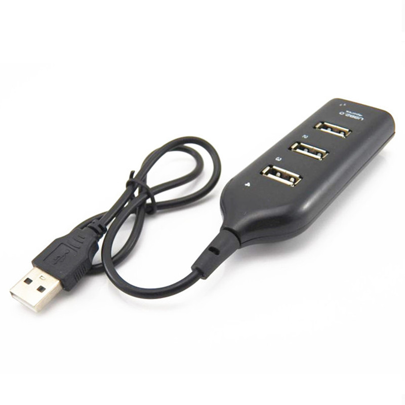 4 Port Slim Compact USB Multi Hub Expansion Splitter Lead for Laptop PC 0 5M
