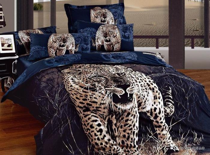 3D Leopard animal print blue bedding set queen size duvet cover brand