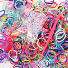 High Quality 600Pcs Elastic Different Colors Rubber Bands 24 Clips 1 Hook DIY For Loom Bracelet