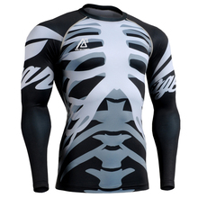 Mans Fashion Workout Fitness MMA GYM Compression Shirt for Men Base Layer Long Sleeves Printed Outdoor Running Sports Wear Tops