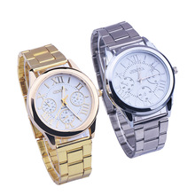 New Stainless Steel Geneva Watch Gold sliver Wristwatch Quartz Watches Men Casual Wrist Watches