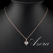 AZORA Heart Crystal 18K Rose Gold Plated Stellux Austrian Crystal Jewelry Pendant Necklace TN0091