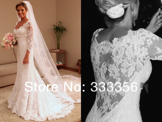 Robe de mariee empire manche longue