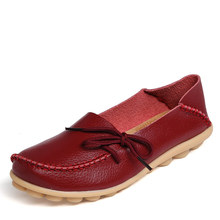 New Women Real Leather Shoes Moccasins Mother Loafers Soft Leisure Flats Female Driving Casual Footwear Size