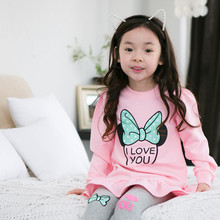 2pieces set 2015 Korean style new girls clothing sets long section minnie mouse t shirt