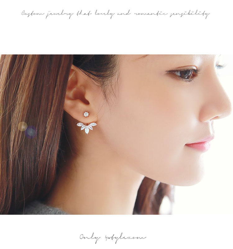 Crystal Flower Clip Earrings For Women High Quality Summer Style Ear Crystal Flower Clip Earrings For Women High Quality Summer Style Ear Piercing Jewelry
