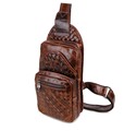 Nesitu High Quality Vintage Coffee 100 Guarantee Real Genuine Leather Women Cowhide Chest Bag Men Messenger