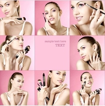 Free Shipping Professional 15 Pcs Brand Cosmetics Makeup Brushes Tool Make up Brushes Leather Bag Holder