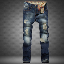2016 New arrive famous Brand clothing Mens Jeans homme Fashion Ripped Jeans For Men Designer Robin Jeans gym men’s jean warm