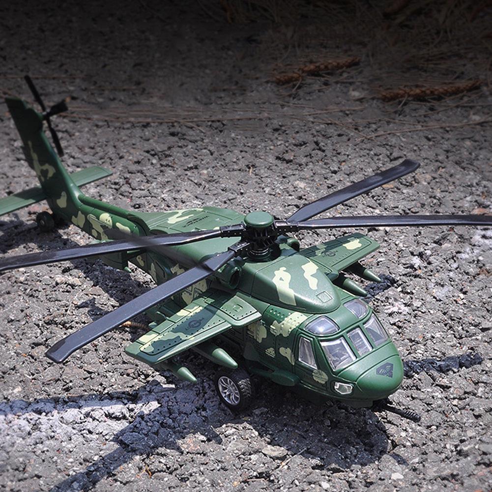 Литая под давлением модель вертолета Black Hawk из сплава 1/72 с  подсветильник кой, игрушка в подарок для детей