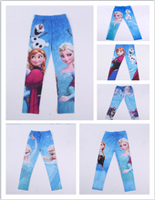 Cartoon Elsa Girls Leggings 2015 Cotton Snow Queen Baby Kids Leggings Autumn Girl Legging Children Trousers