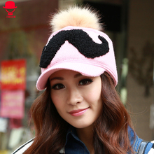 Autumn and winter plus velvet thickening warm hat women s mustache knitted hat rabbit fur ball
