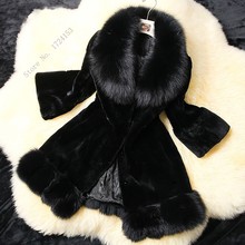 New Arrival Women’s Winter Fashion Faux Fur Long Sleeve Long Coat Jacket Black