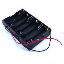 1 x 6 AA (1X6) 14500 Cells Battery Clip Holder Box Case With Wire Lead Black