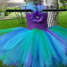 Cute Peacock Girl Tutu Dress Inspired Pageant Dresses for Little Girls Purple Turquoise Dress For Hallowen Birthday Party PT33