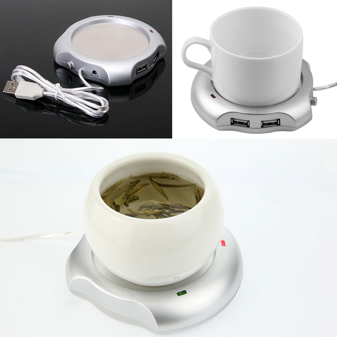 Creative Silver Beverage Cup 4 Port USB Hub Tea Coffee Electric Warmer hot 