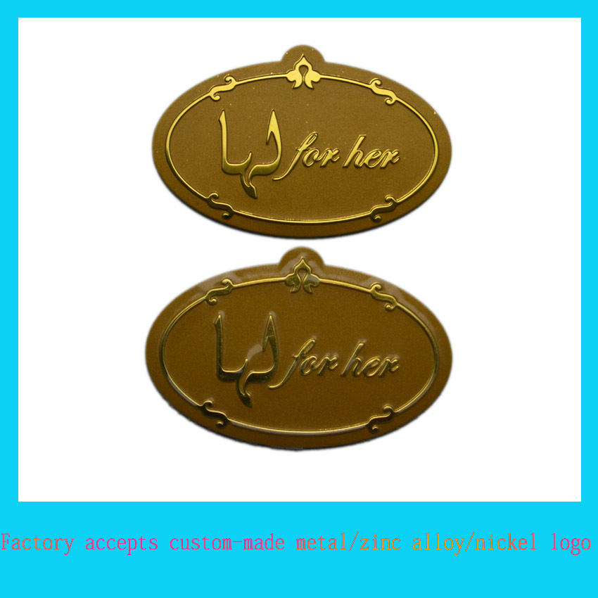 custom high quality metal electroplating brass logo label stickers