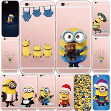 New Cute Despicable Me Yellow Minions Design Transparent Soft Phone Case Back Cover For Apple iPhone 5S 6 6S 6Plus Coque Fundas