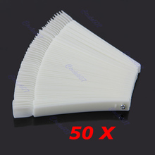 Hot Sell 50x Fan-shaped Natural False Nail Art Tips Sticks Polish Display Free Shipping