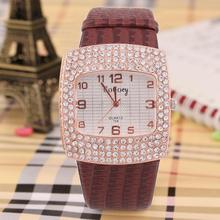 2015 nueva moda piel cristal del Rhinestone relojes mujer vestido de la belleza reloj del cuarzo relojes de mujer feminino
