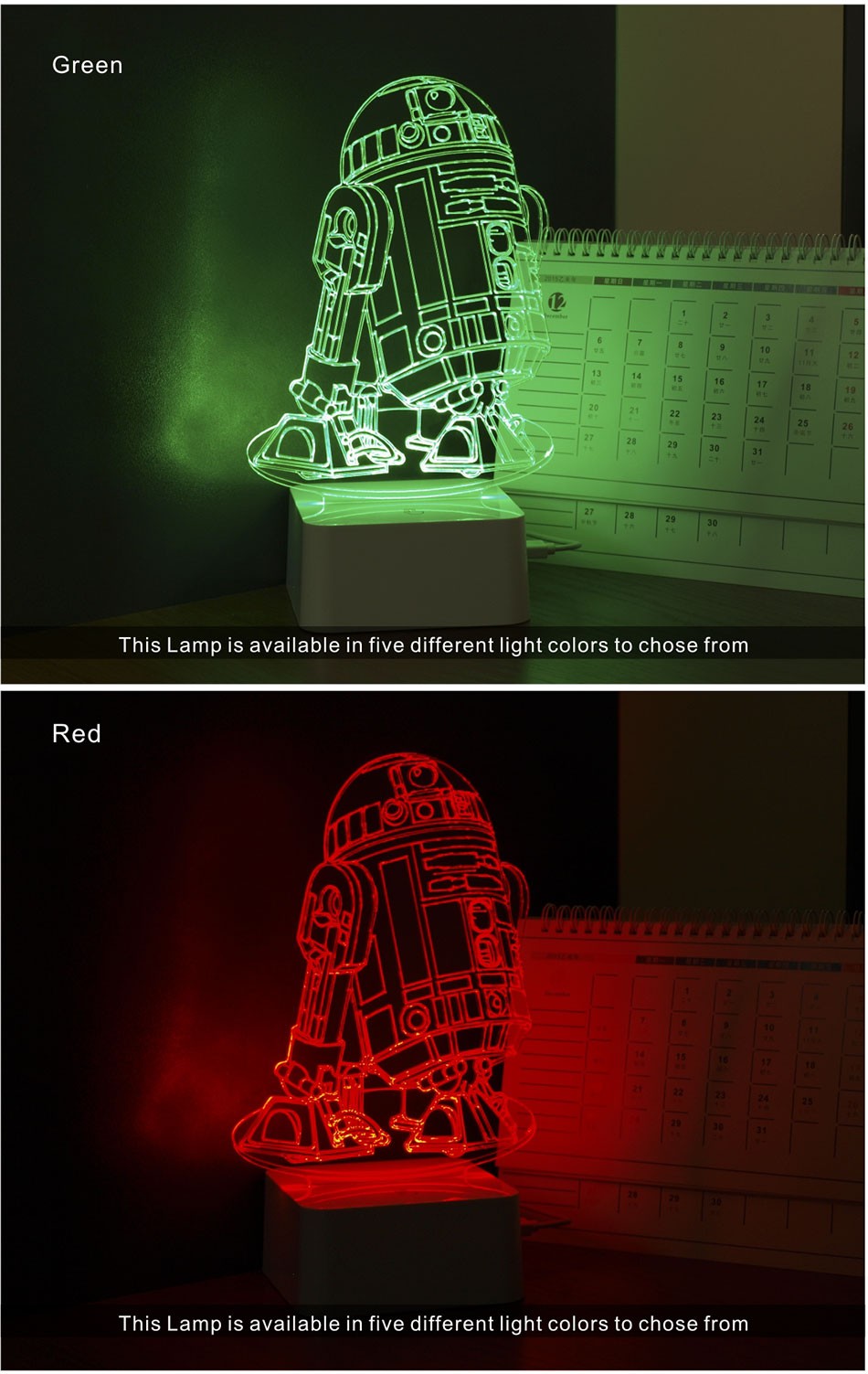 CNHIDEE 3D Visual Led Night Lights for Kids Robort R2 Touch Table Lampara as Besides Lampe for Star war Fans (4)
