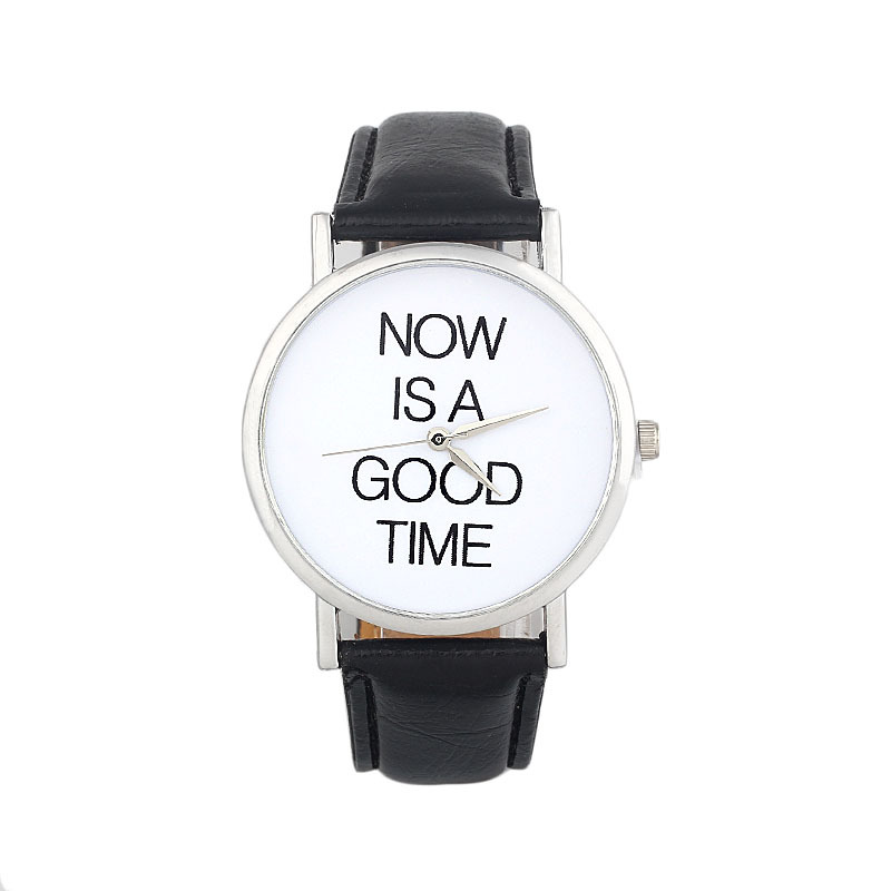 2015 Promotions Watch Women Relojes Leather Band NOW IS A GOOD TIME Letter Print Analog Dial