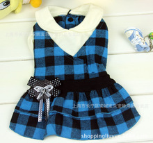 2016 newest Scotland style pet dress high quality cotton plaid dog skirt pet dog clothing 2 colors