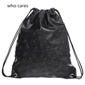 Leather Backpack Black Skull Women Travel Drawstring Bag Bolsos Mujer Mochila Feminina Shoulder Man Casual Bags