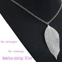 2016 design statement Natural Real Leaf necklace handmade silver plated leaf necklaces for woman jewelry wholesale