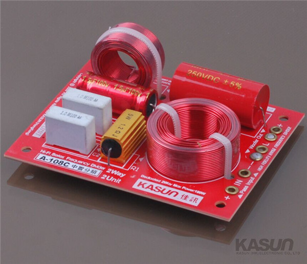 1 pcs KASUN 2 way HIFI series center audio frequency divider crossover A-108C tweeter/woofer 130W 4 ohm for amplifier speaker