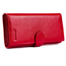 FancyStyle Luxury Womens Wallet Trifold RFID Leather Checkbook Credit Card Holder Purse Pebbled Genuine Leather Red Gift Box