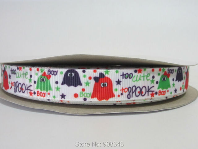 5/8" 16mm Halloween Ribbon Hallowmas Printed Grosgrain Ribbon Hair Bows P041