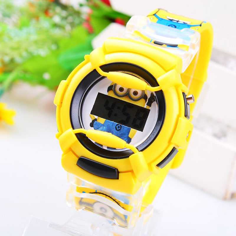 Wholesale NEW Cartoon 3D despicable me 2 minion Wrist watch kids children cartoon quartz watches christmas