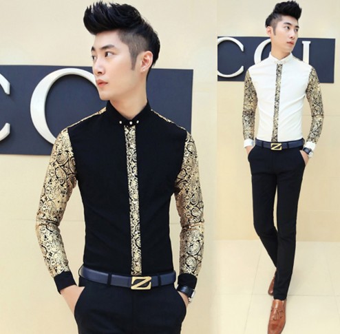 gold and black mens dress shirt