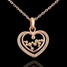 N576 New Band Women Necklace Heart 18K Gold Plated Austrian Crystal Pendant Necklace Jewlery Vintage Statement