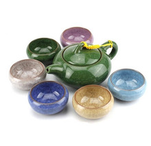 Seven-piece set Ice crack Glaze tea makers Kung Fu tea cup Teapot Purple Clay Tea Set Free shipping