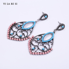 Ethnic Style Vintage Bohemian Colorful Beads Earring Created Gemstone Drop New Brincos Earring For Women Statement