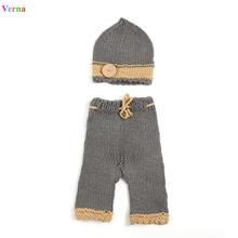 Newborn Photography Pants Baby Photography Studio Accessories 0 3 Month Girl Boy Clothes Knitting Crochet Baby Hat Handmade