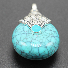 Ethnic Retro Multicolor Natural Turquoise Stone Necklaces Pendants Accessories Women Marry/Wedding/Party Jewelry Silver Plated