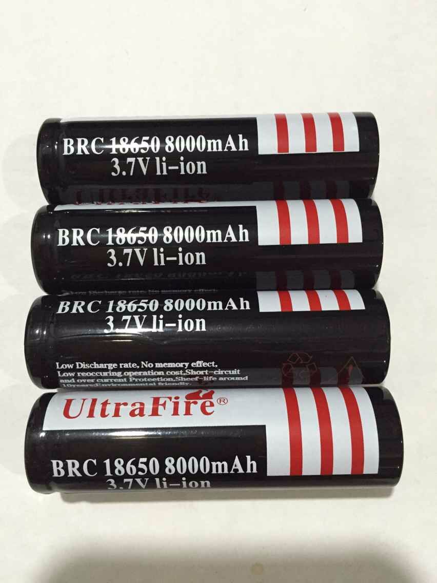 1x18650 Ultrafire 8000MAH 3 7V 18650 battery Li ion rechargeable lithium cell for led flashlight torch
