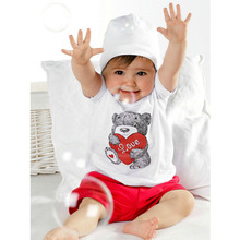 New 2 PCS Baby Kids Tops+Pants Heart Bear Pattern Outfits Set Clothes 0-3 Year